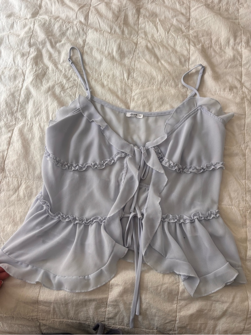 Ardene Light Blue Ruffle Tie-Front Camisole
